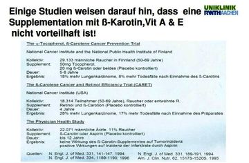 Studien zur Supplementierung mit Vitaminen